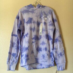New Blue Favorite Hoodie Sweatshirt XL Tie Dye Fleece Heart Happy Cozy
